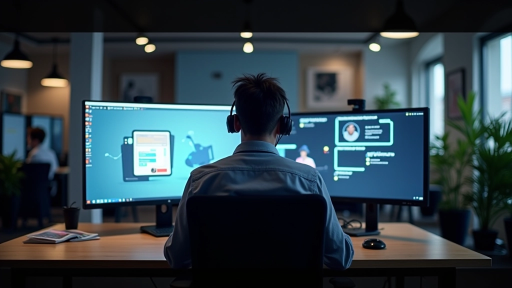 Studio de design motion avec écrans montrant des animations éducatives en cours de création